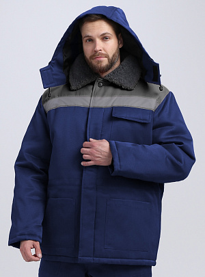 Куртка зимняя Квайл NEW (тк.Смесовая,210), т.синий/серый