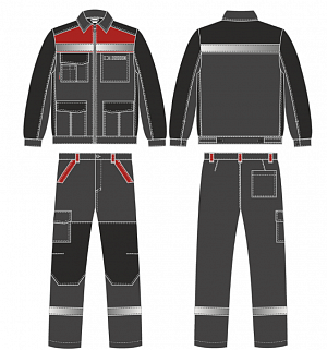 Костюм ProfLineBase-1 (тк.Твил,210) брюки, т.серый/черный/красный PROFLINE в Ханты-Мансийске