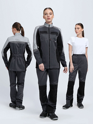 Костюм женский Вектрон-1 (тк.Смесовая,240) брюки, т.серый/св.серый/черный