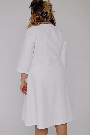 Халат двубортный на пуговицах Вероника PLUS SIZE, белый